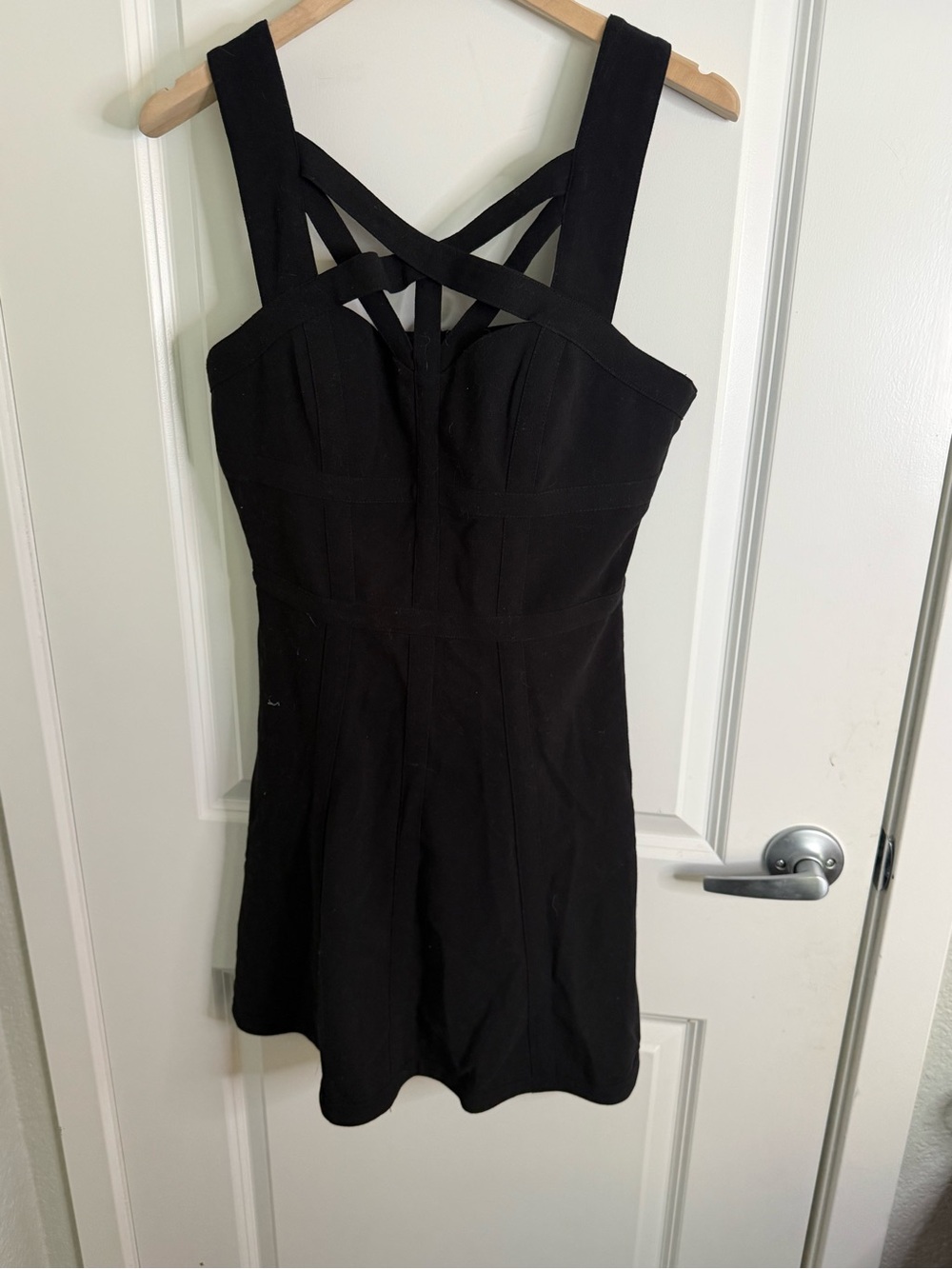 BCBGMaxAzria Black Strappy Crossback Mini Dress